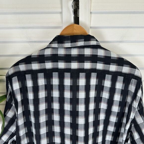 Robert Graham Miss Rumba Black Check Plaid Flip Contrast Cuff Shirt Size XL - Picture 7 of 11